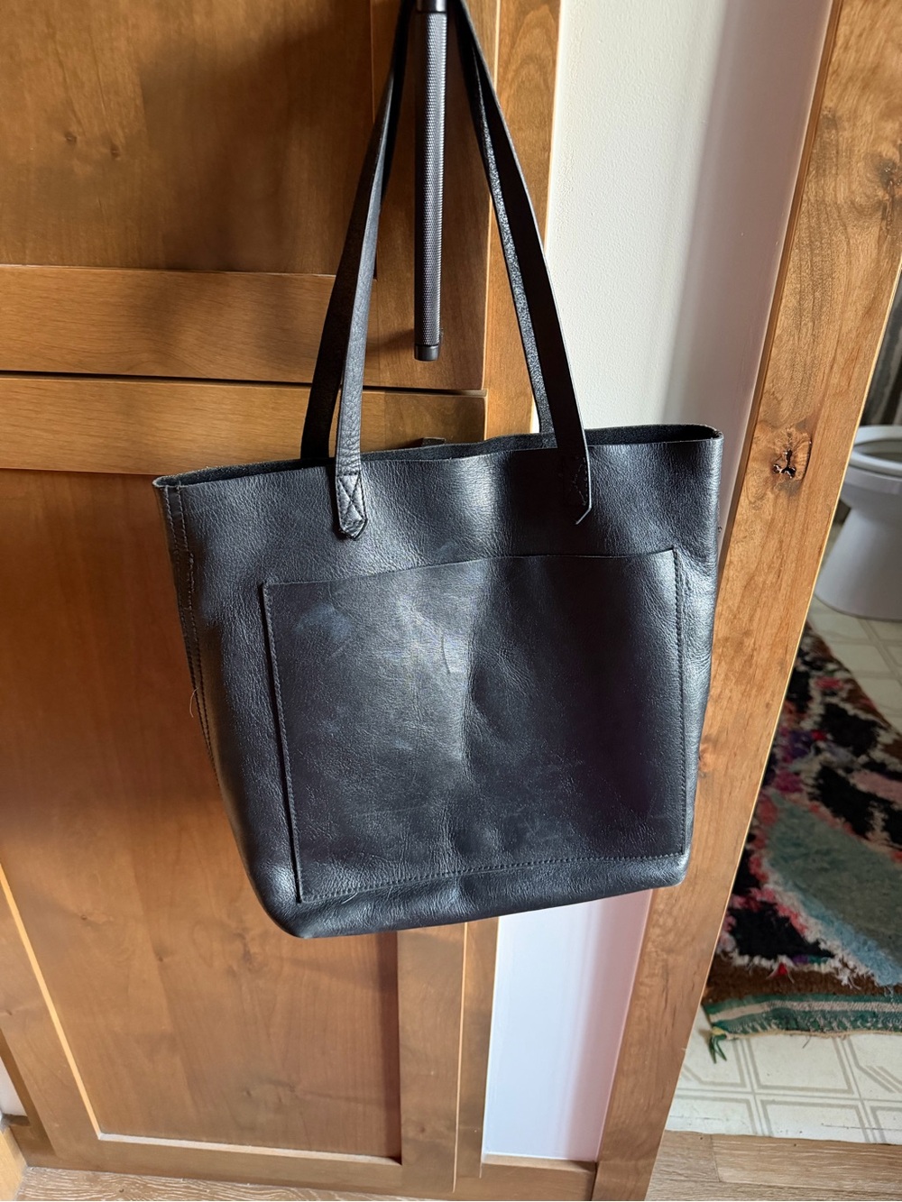 Madewell black leather tote